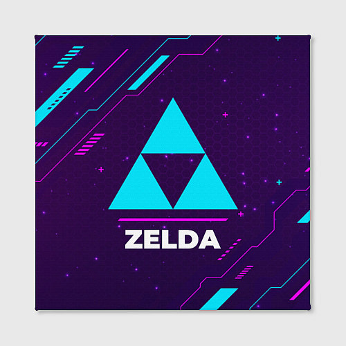 Картина квадратная Символ Zelda в неоновых цветах на темном фоне / 3D-принт – фото 2