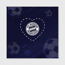 Холст квадратный Лого Bayern в сердечке на фоне мячей, цвет: 3D-принт — фото 2
