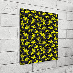 Холст квадратный Камуфляж Пиксельный Чёрно-Жёлтый, цвет: 3D-принт — фото 2