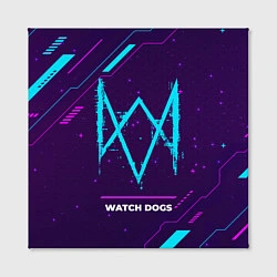 Холст квадратный Символ Watch Dogs в неоновых цветах на темном фоне, цвет: 3D-принт — фото 2