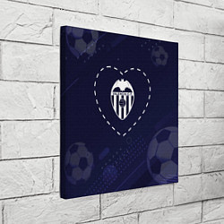 Холст квадратный Лого Valencia в сердечке на фоне мячей, цвет: 3D-принт — фото 2