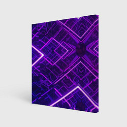 Картина квадратная Неоновые ромбы в абстракции - Фиолетовый