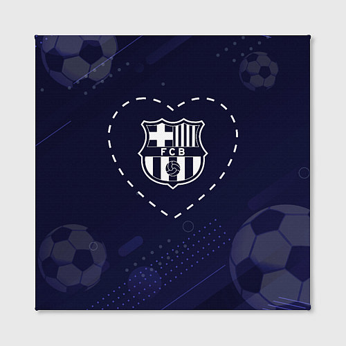 Картина квадратная Лого Barcelona в сердечке на фоне мячей / 3D-принт – фото 2