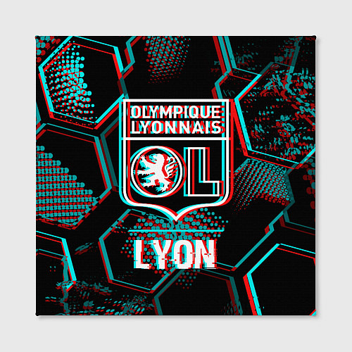 Картина квадратная Lyon FC в стиле Glitch на темном фоне / 3D-принт – фото 2