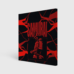 Холст квадратный Красный самурай с красными разводами, цвет: 3D-принт