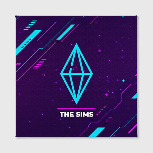 Картина квадратная Символ The Sims в неоновых цветах на темном фоне / 3D-принт – фото 2
