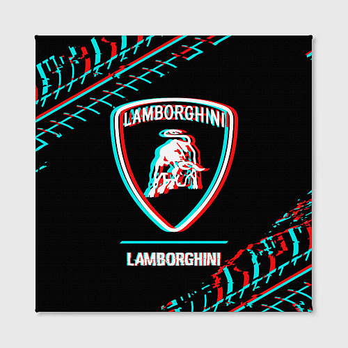 Картина квадратная Значок Lamborghini в стиле Glitch на темном фоне / 3D-принт – фото 2