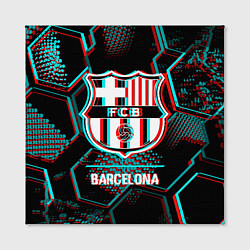 Холст квадратный Barcelona FC в стиле Glitch на темном фоне, цвет: 3D-принт — фото 2
