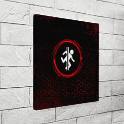 Холст квадратный Символ Portal и краска вокруг на темном фоне, цвет: 3D-принт — фото 2