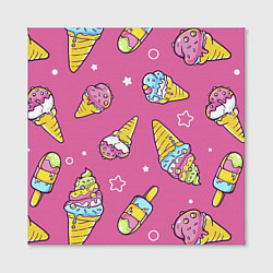 Холст квадратный Разноцветное Мороженое Со Звёздочками, цвет: 3D-принт — фото 2
