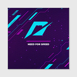 Холст квадратный Символ Need for Speed в неоновых цветах на темном, цвет: 3D-принт — фото 2