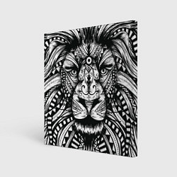 Картина квадратная Черно белый Африканский Лев Black and White Lion