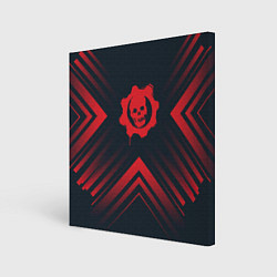 Холст квадратный Красный Символ Gears of War на темном фоне со стре, цвет: 3D-принт