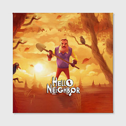 Холст квадратный Hello Neighbor Привет сосед Сосед с лопатой, цвет: 3D-принт — фото 2