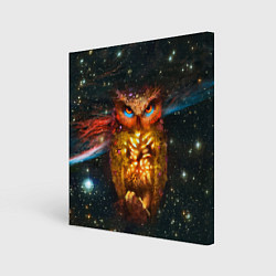 Холст квадратный Космический взгляд совы, цвет: 3D-принт