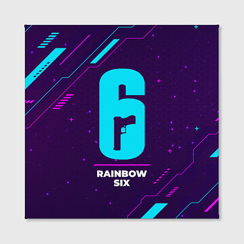 Картина квадратная Символ Rainbow Six в неоновых цветах на темном фон / 3D-принт – фото 2