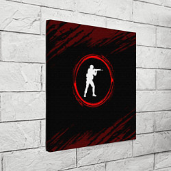 Холст квадратный Символ Counter Strike и краска вокруг на темном фо, цвет: 3D-принт — фото 2