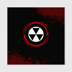 Холст квадратный Символ Fallout и краска вокруг на темном фоне, цвет: 3D-принт — фото 2