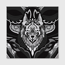 Холст квадратный Черно-белый волк, цвет: 3D-принт — фото 2