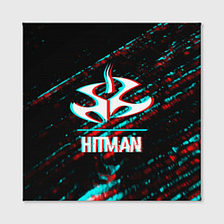 Холст квадратный Hitman в стиле Glitch и Баги Графики на темном фон, цвет: 3D-принт — фото 2
