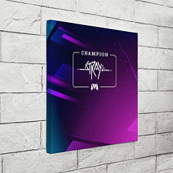 Холст квадратный Stray Gaming Champion: рамка с лого и джойстиком н, цвет: 3D-принт — фото 2