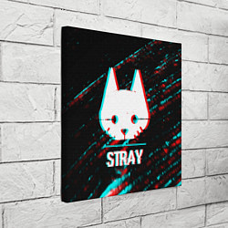 Холст квадратный Stray в стиле glitch и баги графики на темном фоне, цвет: 3D-принт — фото 2