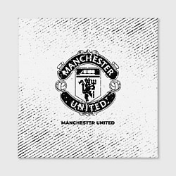 Холст квадратный Manchester United с потертостями на светлом фоне, цвет: 3D-принт — фото 2