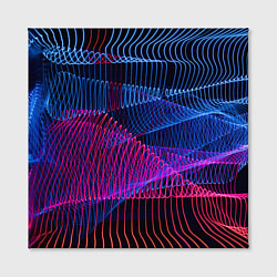 Холст квадратный Неоновые электронные волнообразные линии, цвет: 3D-принт — фото 2