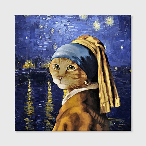 Картина квадратная Прикол с котом: пародия картина / 3D-принт – фото 2