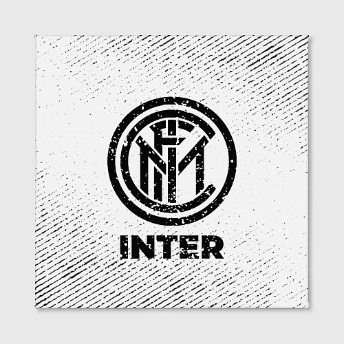 Картина квадратная Inter с потертостями на светлом фоне / 3D-принт – фото 2