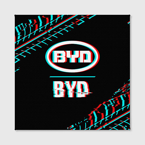 Картина квадратная Значок BYD в стиле glitch на темном фоне / 3D-принт – фото 2