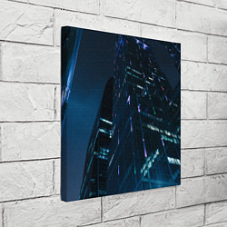 Холст квадратный Неоновые ночные вышки в городе, цвет: 3D-принт — фото 2