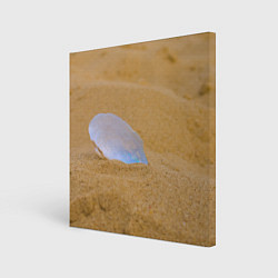 Холст квадратный Перламутровая ракушка на песке, цвет: 3D-принт