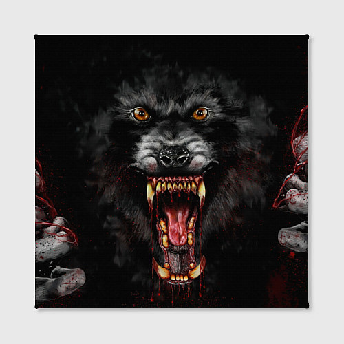 Картина квадратная Злой волк с открытой пастью / 3D-принт – фото 2