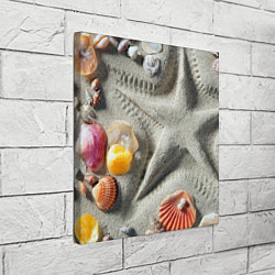 Холст квадратный Звезда из песка, ракушки и две жемчужины, цвет: 3D-принт — фото 2