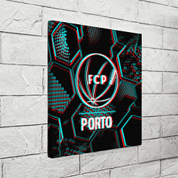 Холст квадратный Porto FC в стиле glitch на темном фоне, цвет: 3D-принт — фото 2