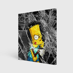 Картина квадратная Барт Симпсон разбил из рогатки стекло