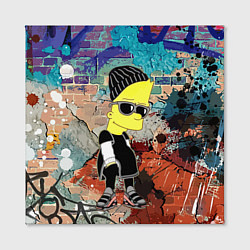 Холст квадратный Барт Симпсон в тёмных очках на фоне граффити, цвет: 3D-принт — фото 2