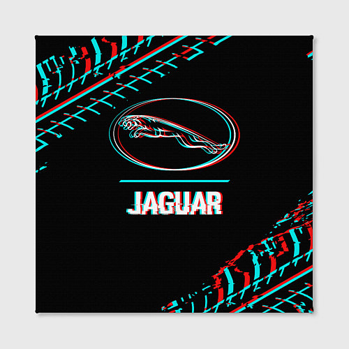 Картина квадратная Значок Jaguar в стиле glitch на темном фоне / 3D-принт – фото 2