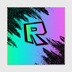 Холст квадратный Roblox neon logo, цвет: 3D-принт — фото 2
