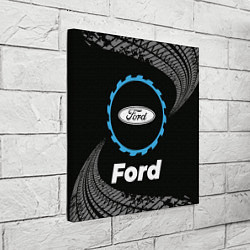 Холст квадратный Ford в стиле Top Gear со следами шин на фоне, цвет: 3D-принт — фото 2