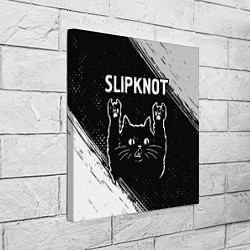 Холст квадратный Группа Slipknot и рок кот, цвет: 3D-принт — фото 2