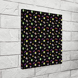 Холст квадратный 90s pattern on black, цвет: 3D-принт — фото 2