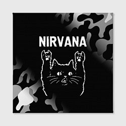 Холст квадратный Группа Nirvana и рок кот, цвет: 3D-принт — фото 2