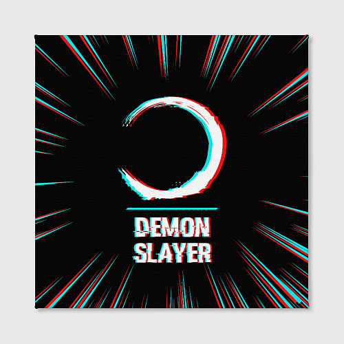 Картина квадратная Символ Demon Slayer в стиле glitch на темном фоне / 3D-принт – фото 2