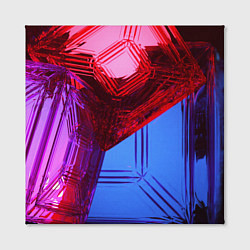 Холст квадратный Ледяные кубы - Красный, синий, розовый, цвет: 3D-принт — фото 2