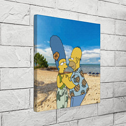 Холст квадратный Гомер Симпсон танцует с Мардж на пляже, цвет: 3D-принт — фото 2