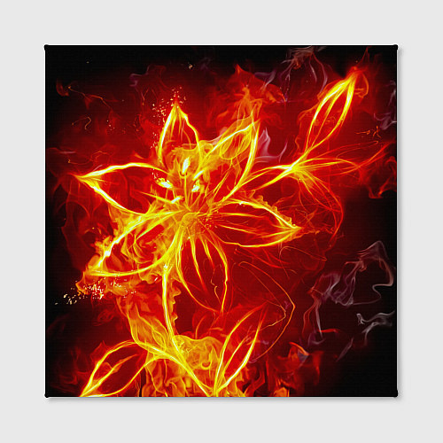 Картина квадратная Цветок из огня на чёрном фоне / 3D-принт – фото 2