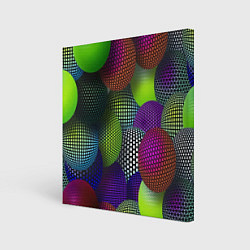 Холст квадратный Трехмерные разноцветные шары, цвет: 3D-принт