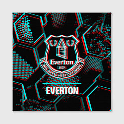 Холст квадратный Everton FC в стиле glitch на темном фоне, цвет: 3D-принт — фото 2